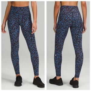 NWOT Lululemon Swift Speed 28" Blue Camo Reflective Sz 6 High Rise Leggings
